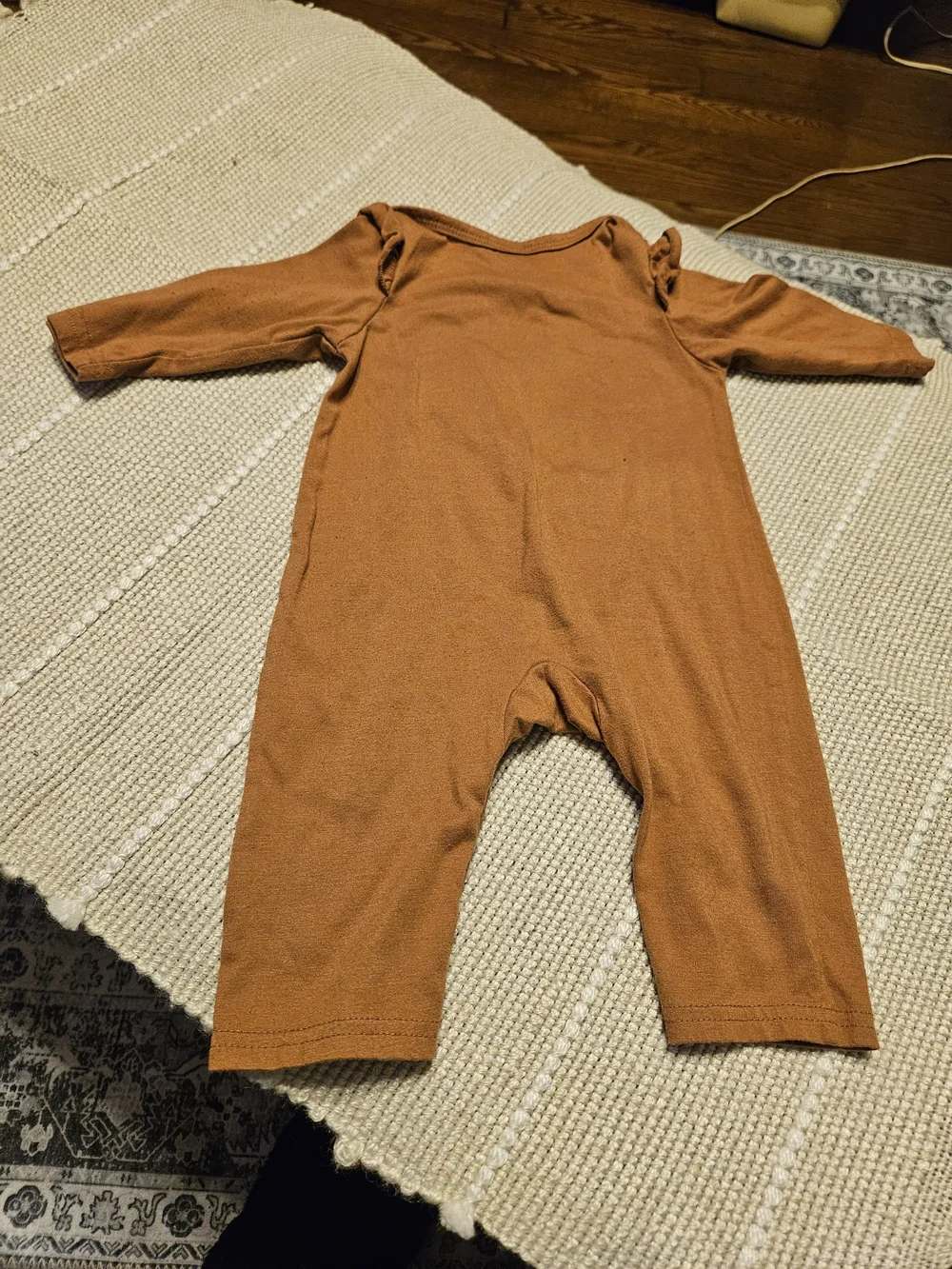 Port 68 Baby Girl Long Sleeve One-Piece Romper in Rust
